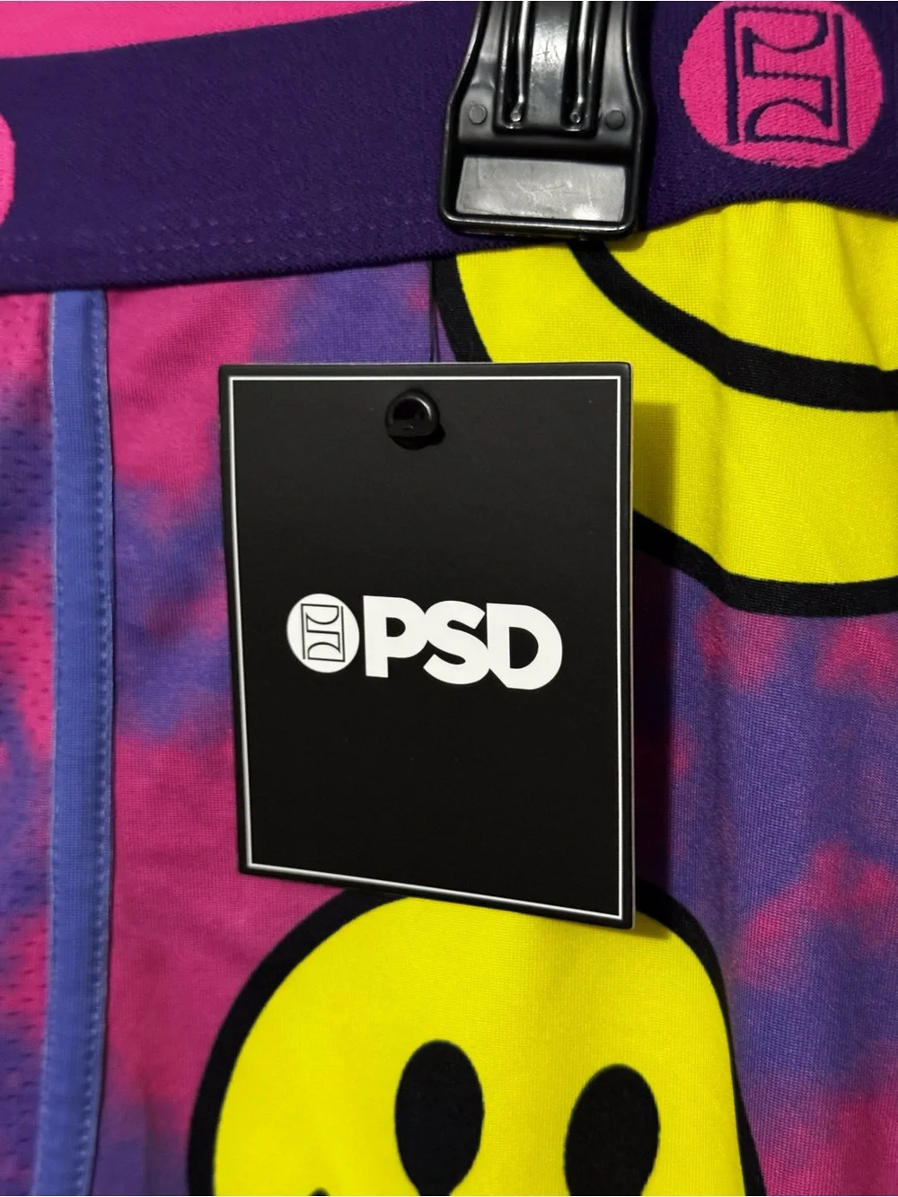 PSD Men Purple Tie-Dye Boxer Briefs with Yellow Smiley Faces